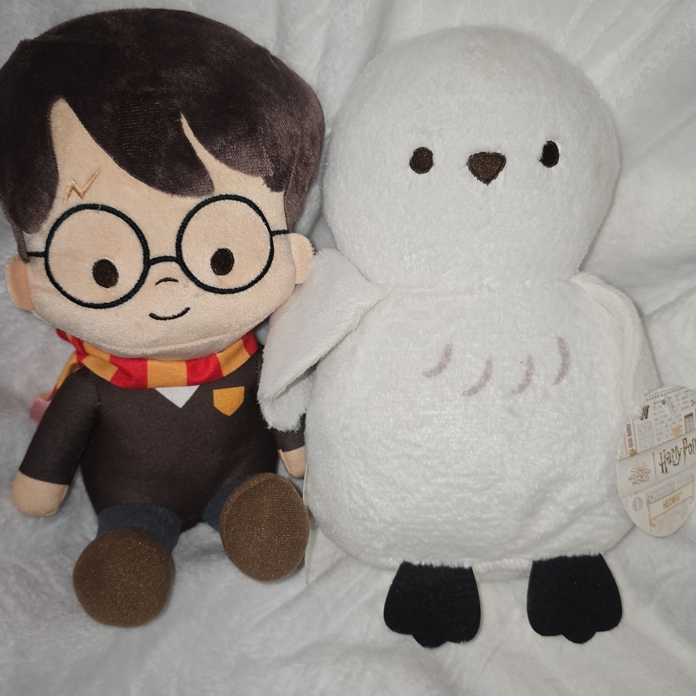 Charming Wizard and Owl Plush Set - Brown, White, Black
